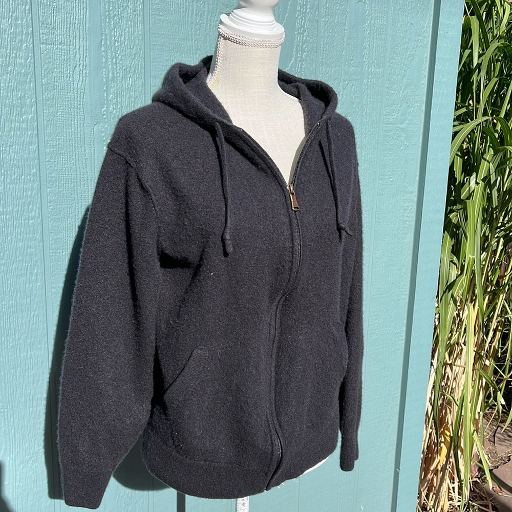 Orvis Cashmere Charcoal Gray Full Zip Hoodie Sweater